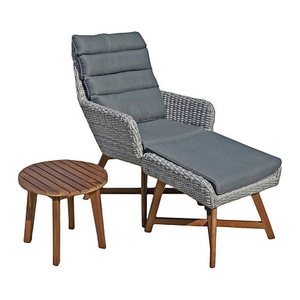 Garden Pleasure Loungesessel CALVIA grau, braun Kunststoff, Metall, 6-teilig