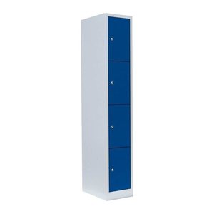 LÜLLMANN Schließfachschrank lichtgrau, enzianblau 520411, 4 Schließfächer 31,5 x 50,0 x 180,0 cm