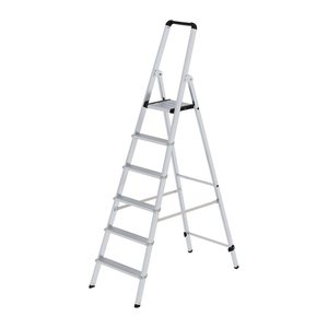 MUNK Stehleiter einseitig 11226 silber 6 Stufen, H: 201,0 cm