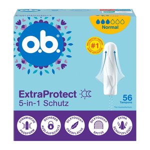 o.b. Tampons ExtraProtect Normal 5-in-1 Schutz für mittlere bis starke Periode, 56 St.