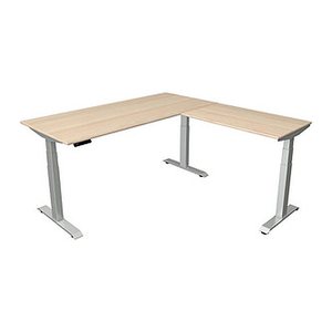 Kerkmann Move 4 elektrisch höhenverstellbarer Schreibtisch ahorn rechteckig, T-Fuß-Gestell silber 180,0 x 180,0 cm