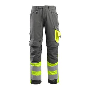MASCOT® unisex Warnschutzhose Leeds dunkelanthrazit, gelb Größe 58