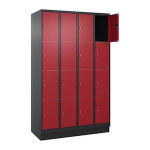 CP Schließfachschrank Classic PLUS rubinrot, schwarzgrau 080020-404 S10035, 16 Schließfächer 120,0 x 50,0 x 185,0 cm