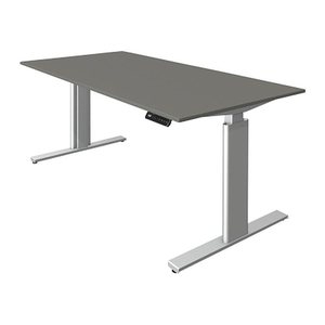 Kerkmann Move 3 tube elektrisch höhenverstellbarer Schreibtisch grafit rechteckig, T-Fuß-Gestell silber 160,0 x 80,0 cm
