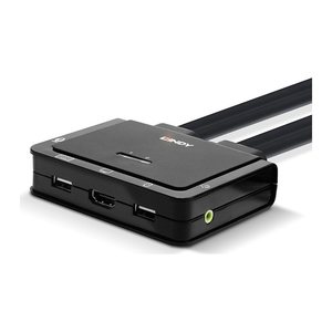 LINDY 2 Port HDMI 2.0 18G, USB 2.0 KVM Switch mit Audio