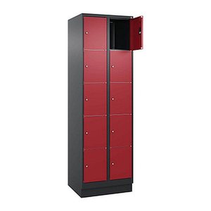 CP Schließfachschrank Classic PLUS rubinrot, schwarzgrau 080020-205 S10037, 10 Schließfächer 60,0 x 50,0 x 195,0 cm