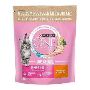 PURINA ONE® Katzen-Trockenfutter Junior reich an Huhn und Vollkorn-Getreide 750,0 g