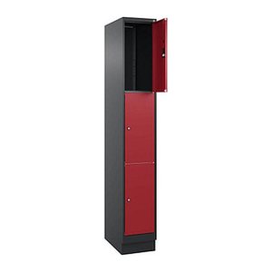 CP Schließfachschrank Classic PLUS rubinrot, schwarzgrau 080020-103 S10025, 3 Schließfächer 30,0 x 50,0 x 195,0 cm