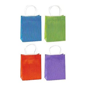 TSI Geschenktüten STREIFEN blau,grün, orange, lila 18,0 x 23,0 cm, 12 St.