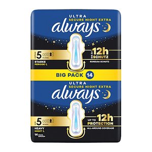 always Binden Ultra Secure Night Extra mit Flügeln für sehr starke Nächte, 14 St.
