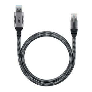 goobay USB A 3.0/RJ45 Kabel 1,0 m grau, schwarz, 1 St.