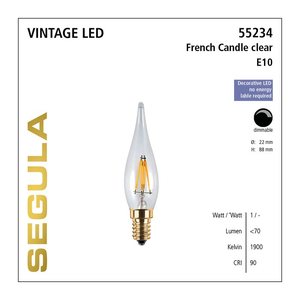 SEGULA LED French Kerze klar E10 1,5W 2200K dimmbar