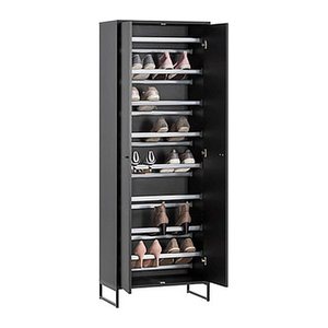 MÖBELPARTNER Schuhschrank Janne, 701782 schwarz keine Fachböden 60,2 x 33,1 x 169,7 cm