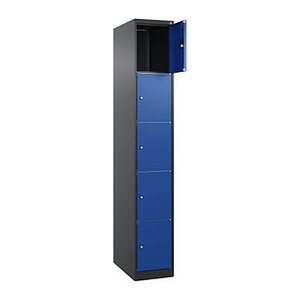 CP Schließfachschrank Classic Plus enzianblau, schwarzgrau 080000-105 S10028, 5 Schließfächer 30,0 x 50,0 x 185,0 cm