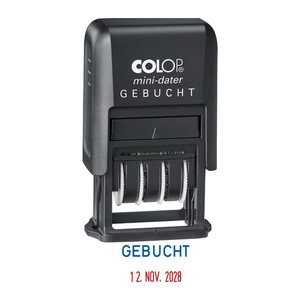 COLOP Datumstempel mit Text "Gebucht" Mini-Dater S 160/L selbstfärbend blau rot, 1 St.