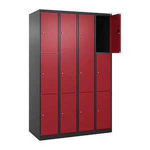 CP Schließfachschrank Classic Plus rubinrot, schwarzgrau 080000-403 S10034, 12 Schließfächer 120,0 x 50,0 x 185,0 cm