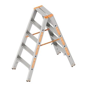 Layher Stehleiter beidseitig TOPIC 1043 silber 2x 5 Stufen, H: 125,0 cm