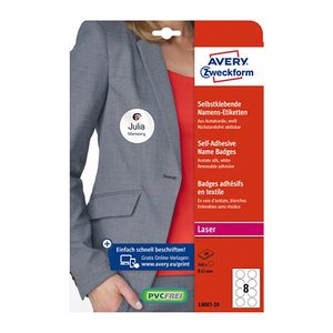 AVERY Zweckform Namensetiketten L4881-20 weiß 65,0 x 65,0 mm, 20 Blatt