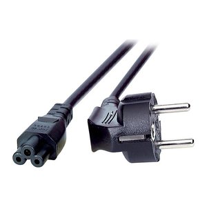 EFB Netzkabel Schutzkontakt 90°-C5 180°,sw,3.0m,3x1.00mm