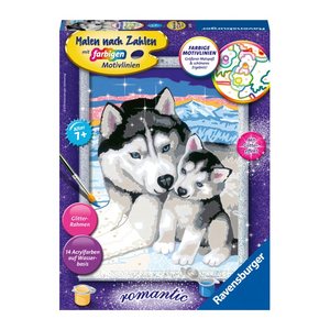 Ravensburger Malen-nach-Zahlen Husky Kuss mehrfarbig