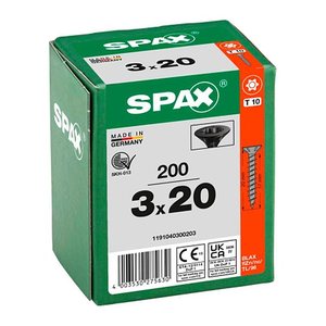 SPAX® Universalschrauben T10 Senkkopf BLAX 1191040300203 3 mm x 20 mm, 200 St.