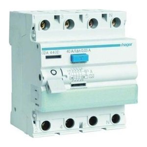 hager FI-Schutzschalter CDA440D 40 A, Typ A, 30 mA, 4-polig, 1 St.