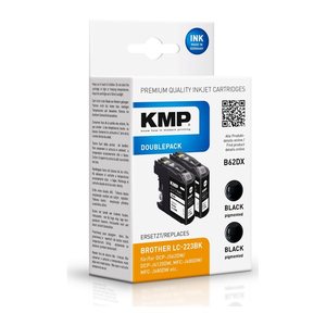 KMP B62DX schwarz Druckerpatronen kompatibel zu brother LC223BK, 2er-Set