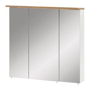 MÖBELPARTNER Spiegelschrank Jelda 142296 weiß glanz, eiche landhaus 70,4 x 23,7 x 72,3 cm