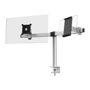 DURABLE Monitor-Halterung 508723 silber für 1 Monitor und 1 Tablet, Tischklemme