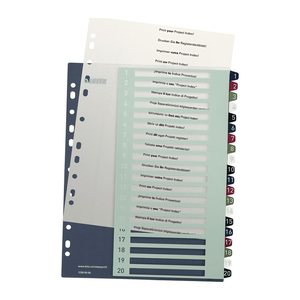 LEITZ Ordnerregister Style DIN A4+ Vollformat, Überbreite 1-20 farbig 20-teilig, 1 Satz