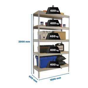 Simonrack Schwerlast-Weitspannregal SIMONFORTE CHIPBOARD 8435104950111 silber 180,0 x 60,0 x 200,0 cm