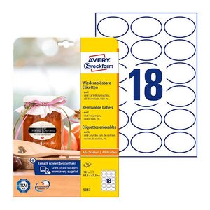 AVERY Zweckform Etiketten 5087 weiß 63,5 x 42,3 mm, 10 Blatt