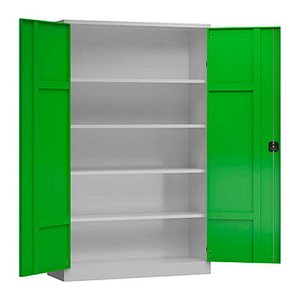 ClassiX Stahlschrank X-530375 lichtgrau, gelbgrün 4 Fachböden 120,0 x 42,0 x 194,5 cm, aufgebaut, 1 St.