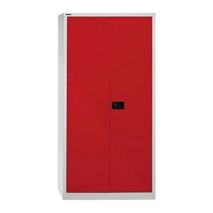 BISLEY Stahlschrank E782A04G506 lichtgrau, kardinalrot 4 Fachböden 91,4 x 40,0 x 195,0 cm, aufgebaut, 1 St.