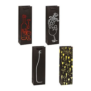 TSI Geschenktüten für Flaschen PREMIUM Wein Motiv sortiert 12,0 x 38,0 cm, 12 St.