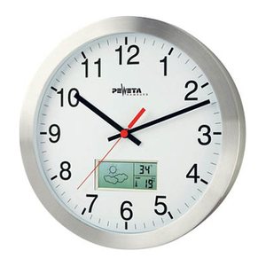 PEWETA Funkwanduhr weiß silber Aluminium, matt, Ø 30,0 cm