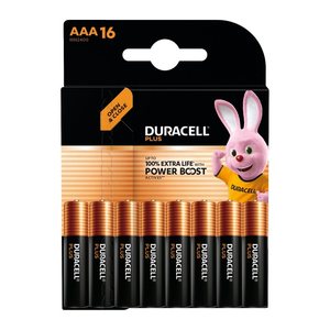 DURACELL Batterien PLUS Alkali-Mangan Micro AAA 1,5 V, 16 St.