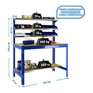 Simonrack Werkbank SIMONWORK BT1 1200 blau 121,0 x 61,0 x 144,5 cm