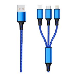 2GO USB 3in1 Ladekabel Micro-USB/Lightn/USB-C Nylon 150cm bl