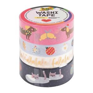 folia Washi Tape Falala Deko-Klebeband matt 10,0/15,0 mm x 5,0 m 4 Rollen