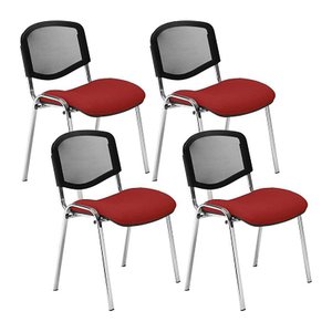 Nowy Styl Besucherstühle Iso Ergo Mesh bordeaux Stoff, 4 St.