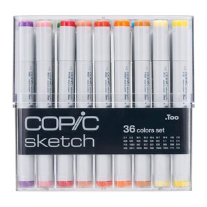 COPIC® Sketch Layoutmarker-Set farbsortiert 1,0 + 6,0 mm, 36 St.