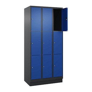 CP Schließfachschrank Classic PLUS enzianblau, schwarzgrau 080020-303 S10030, 9 Schließfächer 90,0 x 50,0 x 195,0 cm