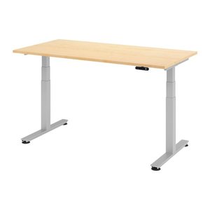 HAMMERBACHER XDSM16 elektrisch höhenverstellbarer Schreibtisch ahorn rechteckig, T-Fuß-Gestell silber 160,0 x 80,0 cm