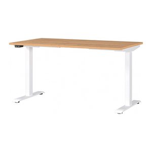 GERMANIA JET höhenverstellbarer Schreibtisch grandson-eiche rechteckig, T-Fuß-Gestell weiß 140,0 x 80,0 cm