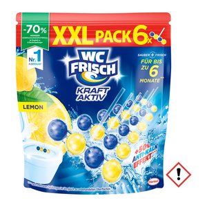 WC FRISCH KRAFT AKTIV WC-Duftspüler Lemon, 6x 50,0 g