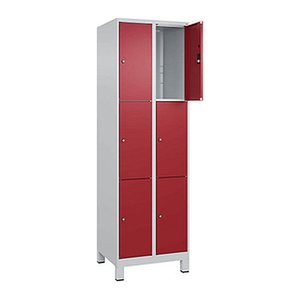CP Schließfachschrank Classic Plus lichtgrau, rubinrot 080010-203 S10001, 6 Schließfächer 60,0 x 50,0 x 195,0 cm