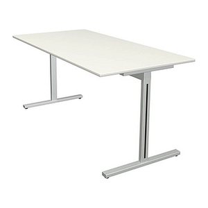Kerkmann Form 1 Schreibtisch weiß rechteckig, T-Fuß-Gestell silber 160,0 x 80,0 cm