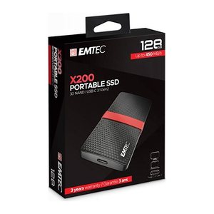 EMTEC Power Plus X200 128 GB externe SSD-Festplatte schwarz, rot