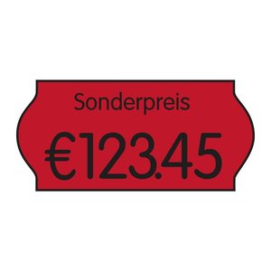 PrinterLabels AS Preisetiketten leuchtrot permanent 26,0 x 12,0 mm, 12 Rollen